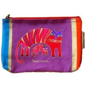  Laurel Burch Fantastic Felines Canvas Cosmetic Bag Purple 