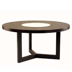   60 Round Dining Table W/Crackled Glass Lazy Susan Furniture & Decor