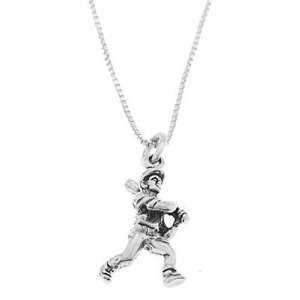  Sterling Silver Batting Baseball Player Necklace Jewelry