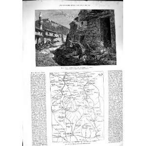 1877 War Massacres Bayazid Asia Map Shipka Pass Balkans  