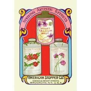 Rose and Violet Talcum Powders   12x18 Framed Print in Gold Frame 