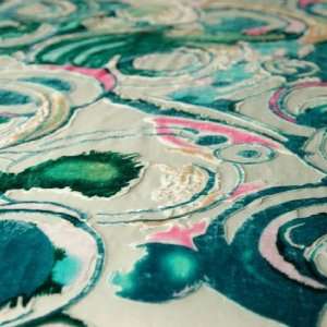  44 Wide Silk Velvet Burnout Jessie Blue Green Fabric By 