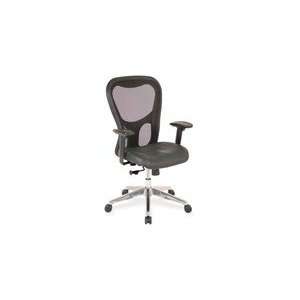  Lorell Executive Leather / Mesh Mid Back Chair in Black 