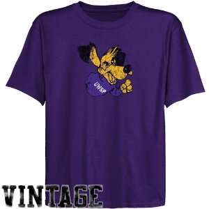 Wisconsin Stevens Point Pointers Youth Purple Distressed Logo Vintage 