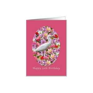    Birthday, 39th, Snowy Egret Bird, Flowers Card Toys & Games