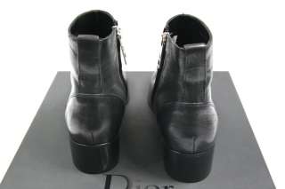 AW10 Dior Homme Black Leather Cuban Heel Boots 43.5 45 10.5 12 Hedi 