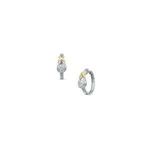  ZALES Diamond X Knot Hoop Earrings in 10K Two Tone Gold 1 
