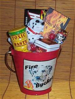 Fire Bucket Gift Basket Dalmation Dog Candy Tin Bucket  