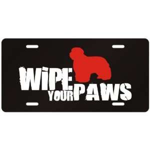   Bearded Collie / Wipe Your Paws  License Plate Dog