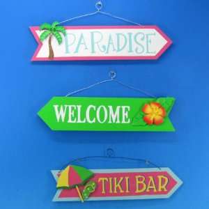  Wooden Paradise Welcome Tiki Arrow Signs 16   Set of 3 