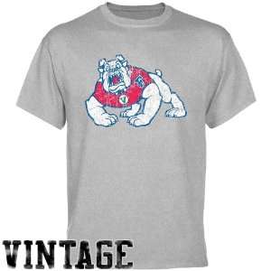 Fresno State Bulldogs Ash Distressed Logo T shirt