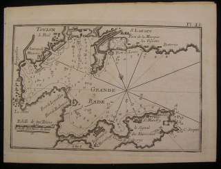 Toulon France 1764 Roux engraved harbor chart  