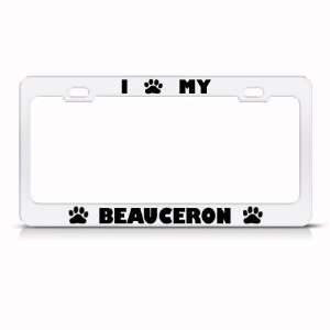 Beauceron Dog White Animal Metal license plate frame Tag Holder