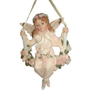 Beautiful Angel On Floral Swing Christmas Ornament #W7449  