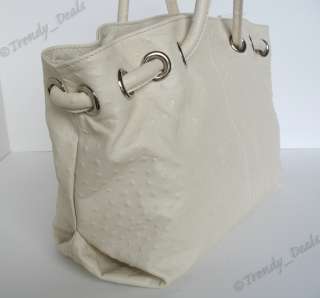   NWT FURLA Carmen Ostrich Embossed Leather Large Tote Hobo Bag Handbag