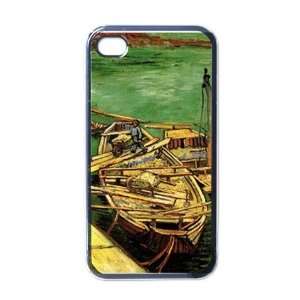 Quay With Men Unloading Sand Barges By Vincent Van Gogh Black Iphone 4 
