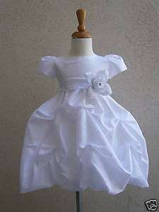 WHITE PO1 BABY FLOWER GIRL DRESS W/ SLEEVE +SASH COLOR  
