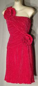 Leslie Fay Bright Pink Cocktail Mini Dress Size 8  