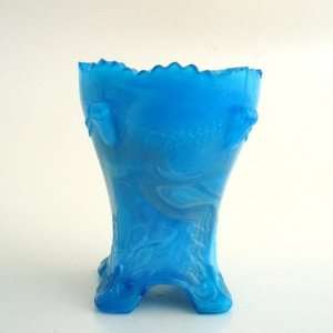 Boyds Glass COLONIAL DRAPE Opaque Blue Toothpick Holder  