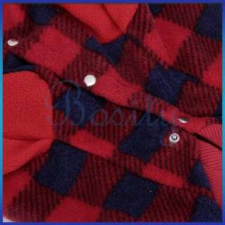   Checked Fleece Buttoned Coat Pet Dog Puppy Sports Clothes Apparel