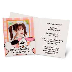 Playful Puppy Pink Personalized Invitations (8)