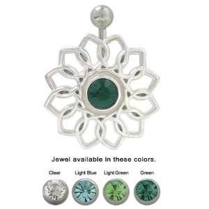 Belly Button Ring Surgical Steel with Flower Jewel Design   TU88