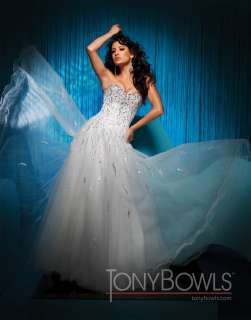 Tony Bowls 111759 White Winning Pageant Gown 12  