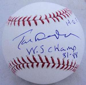 Tommy Tom Lasorda Signed WS Champs & HOF Official Major League 