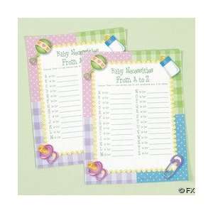  24 pc~ Baby Shower Game ~ Baby Necessities from A to Z 