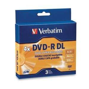  NEW DVD R DL 8.5 GB 2X 4X 3pk (Blank Media) Office 