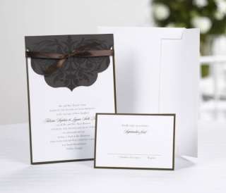 100)Elegant Brown Scallop DIY Wedding Invitation Kit  