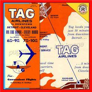TAG AIRLINES 1964 AIRLINE TIMETABLE SCHEDULE DOWNTOWN DEHAVILLAND DOVE 