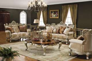 Antiqued Silver 3 Pc French Baroque Sofa Set  