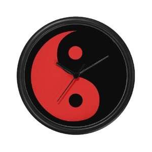  Ying Yang Red and Black Wall Art Clock
