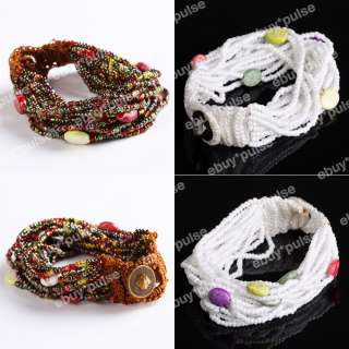 NEW Plastic Beads Cord Hand made Knitted Bangle Bracelet Fashion Gift 