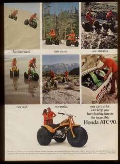 1972 orange Honda ATC 90 3 wheel motorcycle 7 photo vintage print ad 