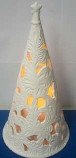  Porcelain Christmas Tree Luminary with Flameless LED Candle 