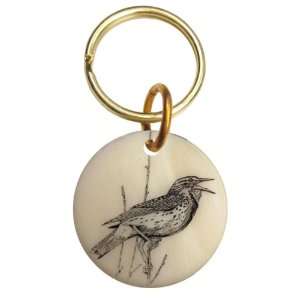    Montana Marble Etched Meadowlark Bird Keychain