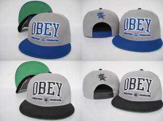 Hot New Obey Athletic Hip hop Bboys Snapback Cap Hat Gery/Blue Grey 
