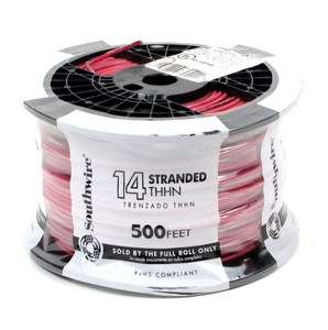 Southwire 500 14 Gauge Red Stranded Copper THHN Wire  