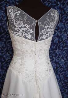 Marys Bridal 9604 Light Ivory Satin Embroidered Beaded Wedding Dress 