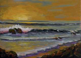 YELLOW LAGUNA Beach Original Seascape Oil Painting KEN  