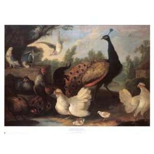Barnyard with Chickens Finest LAMINATED Print Melchior Dhondecoeter 