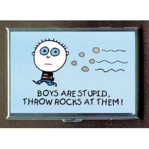 BOYS ARE STUPID THROW ROCKS ID Holder, Cigarette Case or Wallet MADE 
