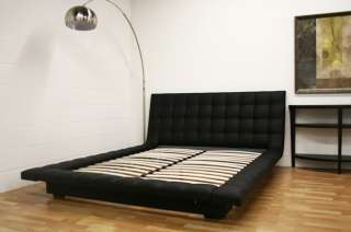 Celia Black Faux Leather Queen Platform Bed Modern NEW  