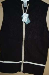 NEW Geoffrey Beene zip up vest womens NWT tan black womens size XL 
