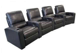 Adonis Home Theater Seating 8 Leather Manual Seats Black Chairs  