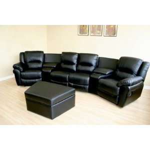 Home Theater Seating Curved Row of 4 Black Interiors Furniture Theater 