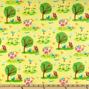  44 Wide Bird Talk Lime Fabric By The Yard Arts, Crafts 