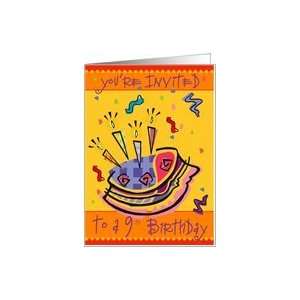 Birthday Cake Invite 9th Card